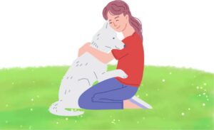 犬と飼い主のイラスト