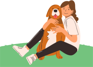 犬と飼い主のイラスト