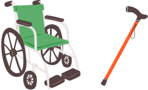 車いすと杖
