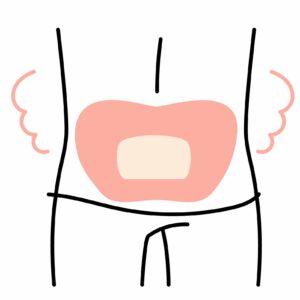 お腹にカイロを貼る