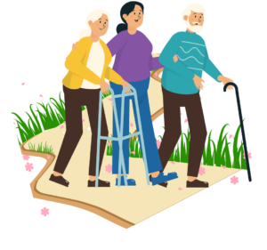 高齢者と介助者