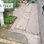 芝はがし、整地、防草シートの施工写真