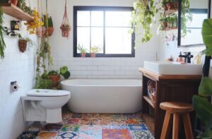 植物のあるバスルーム